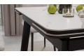 Стол обеденный раздвижной «Джойс» Тип 1 Черный муар, Керамика матовая белый мрамор