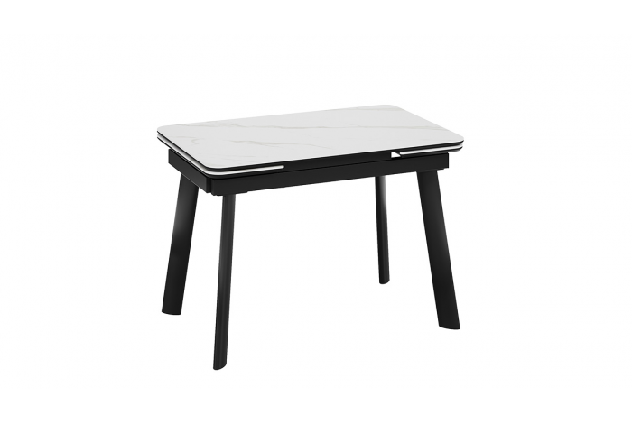 Стол обеденный раздвижной «Джойс» Тип 1 Черный муар, Керамика матовая белый мрамор