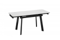 Стол обеденный раздвижной «Джойс» Тип 1 Черный муар, Керамика матовая белый мрамор