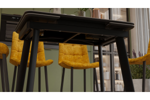 Стол обеденный раздвижной Джойс Тип 1 Черный муар, Керамика матовая серый мрамор