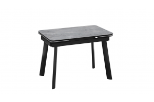 Стол обеденный раздвижной Джойс Тип 1 Черный муар, Керамика матовая серый мрамор