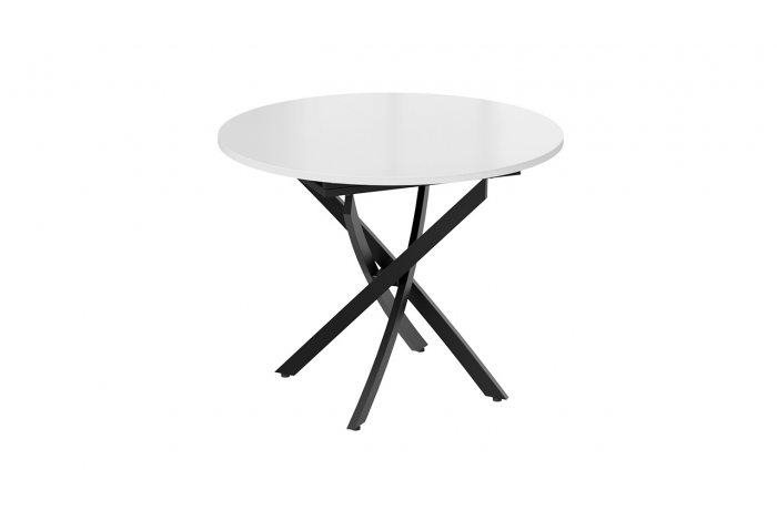 Стол обеденный раздвижной «Дуглас» Тип 1 Черный муар, Стекло глянцевое белое