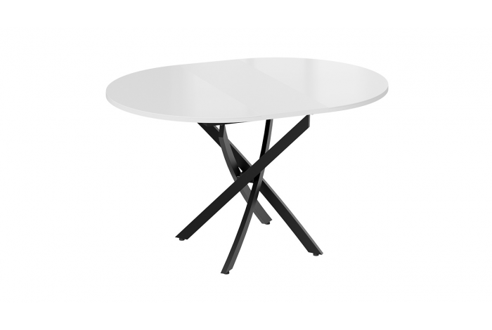 Стол обеденный раздвижной «Дуглас» Тип 1 Черный муар, Стекло глянцевое белое