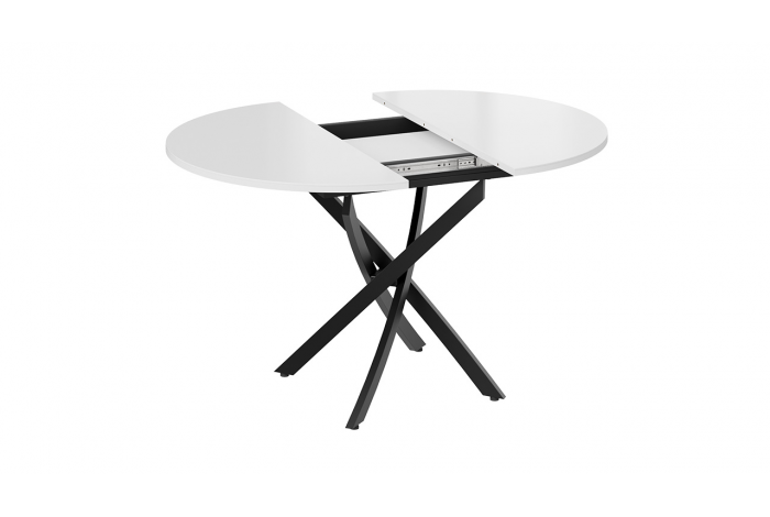 Стол обеденный раздвижной «Дуглас» Тип 1 Черный муар, Стекло глянцевое белое