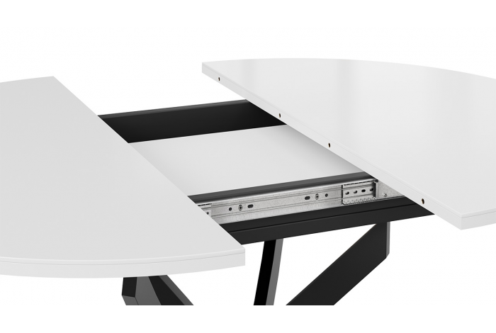 Стол обеденный раздвижной «Дуглас» Тип 1 Черный муар, Стекло глянцевое белое