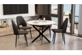 Стол обеденный раздвижной «Дуглас» Тип 1 Черный муар, Стекло матовое белый мрамор