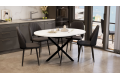 Стол обеденный раздвижной «Дуглас» Тип 1 Черный муар, Стекло матовое белый мрамор