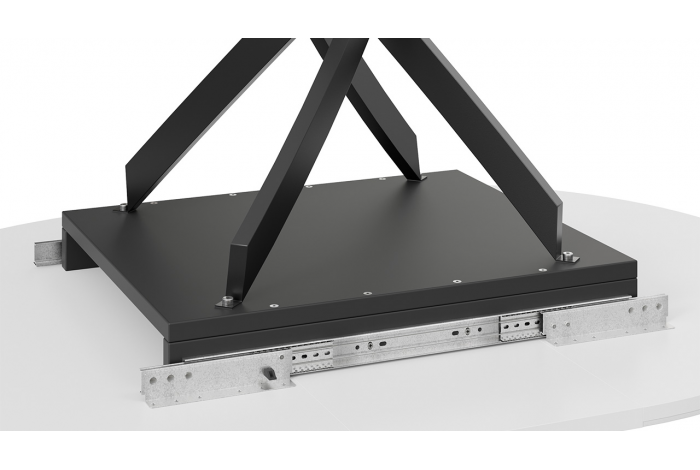 Стол обеденный раздвижной «Дуглас» Тип 1 Черный муар, Стекло матовое белый мрамор