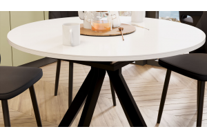 Стол обеденный раздвижной Дуглас Тип 2 Черный муар, Стекло глянцевое белое