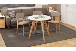 Стол обеденный Колумбия Тип 1 Б-271 Белый матовый, Металл белый, Натуральное дерево