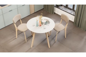 Стол обеденный Колумбия Тип 1 Б-271 Белый матовый, Металл белый, Натуральное дерево