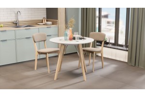 Стол обеденный Колумбия Тип 1 Б-271 Белый матовый, Металл белый, Натуральное дерево