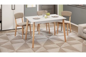 Стол обеденный Ливерпуль Тип 3 Б-293 Белый матовый, Натуральное дерево