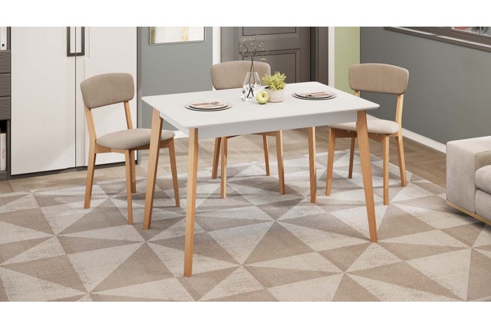 Стол обеденный «Ливерпуль» Тип 3 - Б-293 Белый матовый, Натуральное дерево