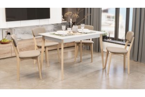 Стол обеденный Ливерпуль Тип 3 Б-293 Белый матовый, Натуральное дерево