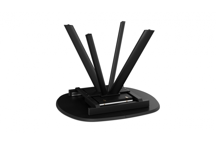 Стол обеденный раздвижной «Найтон» Тип 1 Черный муар, Керамика матовая серый мрамор