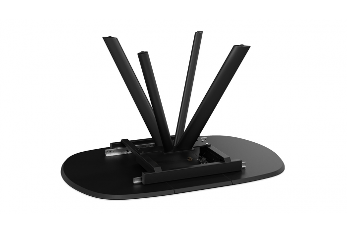 Стол обеденный раздвижной «Найтон» Тип 1 Черный муар, Керамика матовая серый мрамор