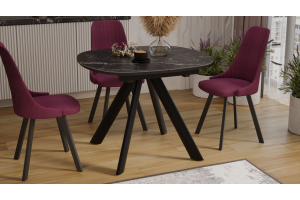 Стол обеденный раздвижной Найтон Тип 1 Черный муар, Керамика матовая черный мрамор