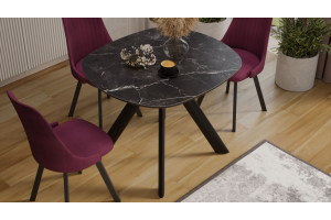 Стол обеденный раздвижной Найтон Тип 1 Черный муар, Керамика матовая черный мрамор