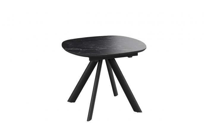 Стол обеденный раздвижной «Найтон» Тип 1 Черный муар, Керамика матовая черный мрамор