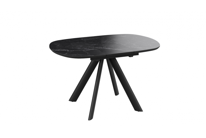 Стол обеденный раздвижной «Найтон» Тип 1 Черный муар, Керамика матовая черный мрамор