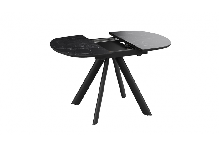 Стол обеденный раздвижной «Найтон» Тип 1 Черный муар, Керамика матовая черный мрамор