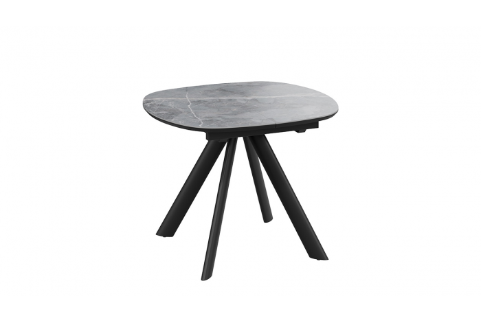 Стол обеденный раздвижной «Найтон» Тип 1 Черный муар, Керамика матовая серый мрамор