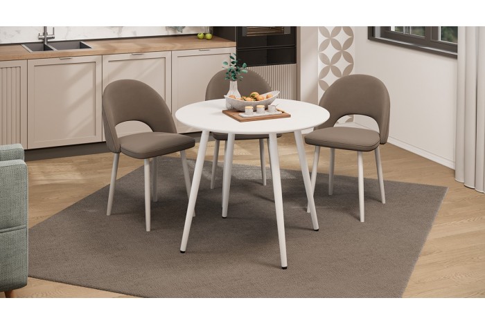 Стол обеденный «Оливия» Тип 1 - Б-370 Белый матовый, Металл белый