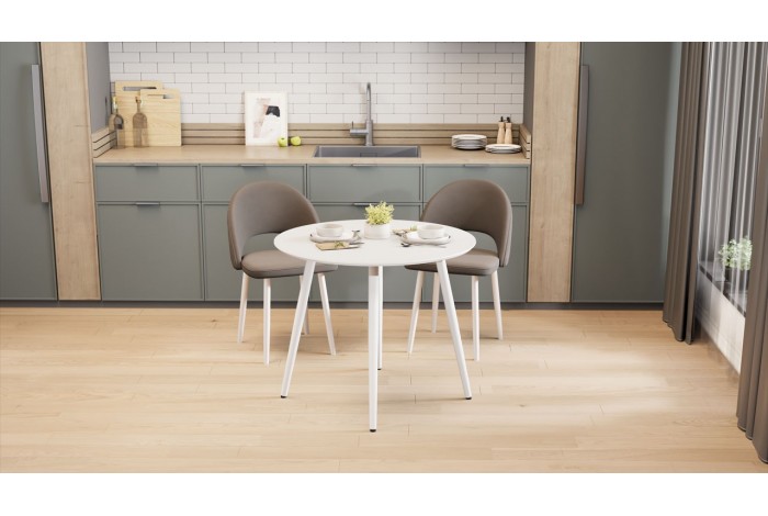 Стол обеденный «Оливия» Тип 1 - Б-370 Белый матовый, Металл белый