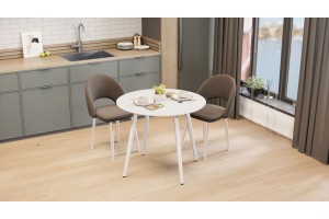 Стол обеденный Оливия Тип 1 Б-370 Белый матовый, Металл белый