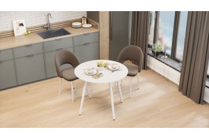 Стол обеденный Оливия Тип 1 Б-370 Белый матовый, Металл белый