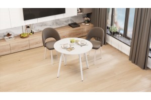 Стол обеденный Оливия Тип 1 Б-370 Белый матовый, Металл белый