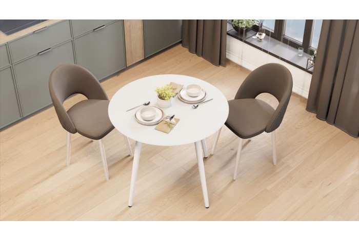 Стол обеденный «Оливия» Тип 1 - Б-370 Белый матовый, Металл белый