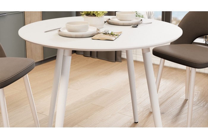 Стол обеденный «Оливия» Тип 1 - Б-370 Белый матовый, Металл белый