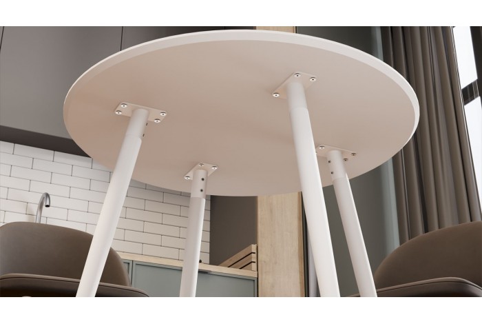 Стол обеденный «Оливия» Тип 1 - Б-370 Белый матовый, Металл белый