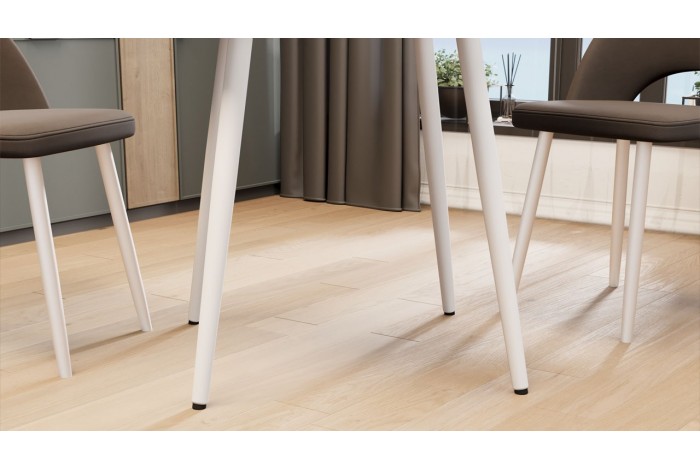 Стол обеденный «Оливия» Тип 1 - Б-370 Белый матовый, Металл белый