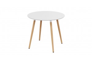 Стол обеденный Оливия Тип 1 Б-370 Белый матовый, Металл белый, Натуральное дерево