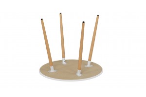 Стол обеденный Оливия Тип 1 Б-370 Белый матовый, Металл белый, Натуральное дерево