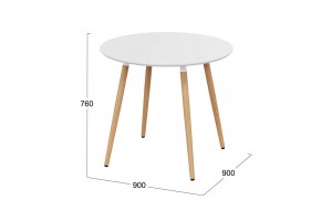 Стол обеденный Оливия Тип 1 Б-370 Белый матовый, Металл белый, Натуральное дерево