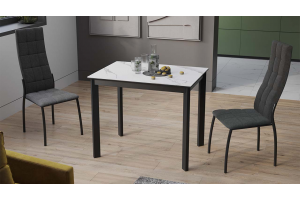 Стол раздвижной Риттер Тип 1 Черный муар, Керамика матовая белый мрамор