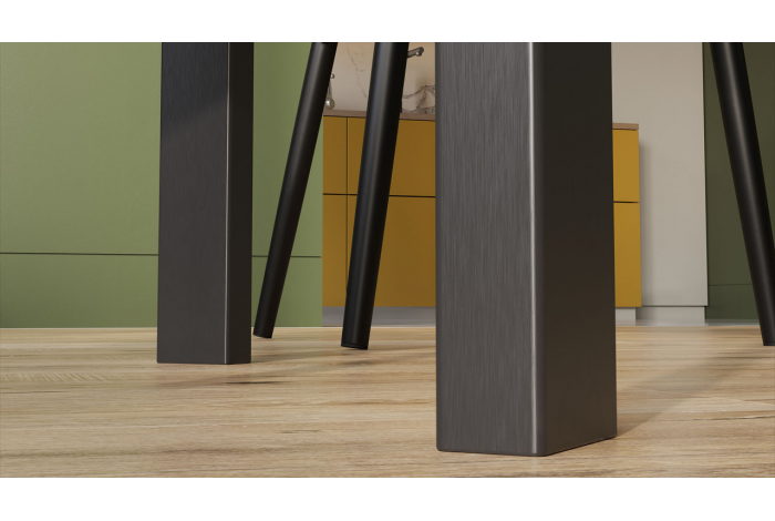 Стол раздвижной «Риттер» Тип 1 Черный муар, Керамика матовая белый мрамор