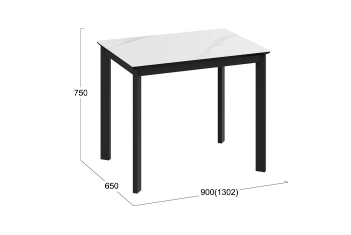 Стол раздвижной «Риттер» Тип 1 Черный муар, Керамика матовая белый мрамор