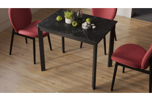 Стол раздвижной Риттер Тип 1 Черный муар, Керамика матовая черный мрамор