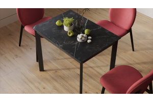 Стол раздвижной Риттер Тип 1 Черный муар, Керамика матовая черный мрамор