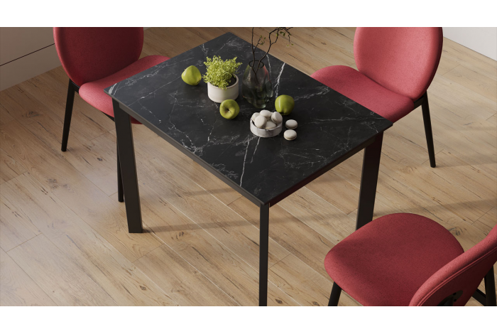 Стол раздвижной «Риттер» Тип 1 Черный муар, Керамика матовая черный мрамор