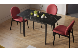 Стол раздвижной Риттер Тип 1 Черный муар, Керамика матовая черный мрамор