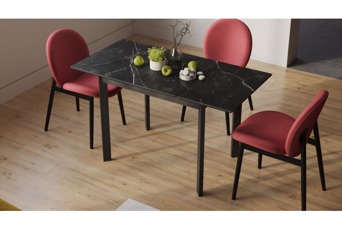 Стол раздвижной «Риттер» Тип 1 Черный муар, Керамика матовая черный мрамор