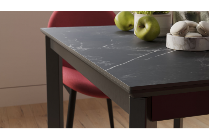 Стол раздвижной «Риттер» Тип 1 Черный муар, Керамика матовая черный мрамор