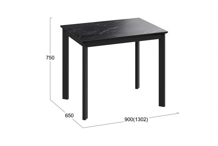 Стол раздвижной «Риттер» Тип 1 Черный муар, Керамика матовая черный мрамор