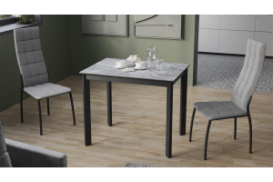 Стол раздвижной Риттер Тип 1 Черный муар, Керамика матовая серый мрамор